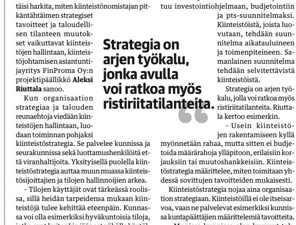 Kirkas strategia edistää kiinteistöjen kehittämistyötä